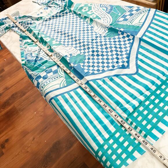 Celina Moon Queen of Hearts Blue Teal Puff Sleeve Midi Dress Women’s Size Medium - Picture 12 of 12